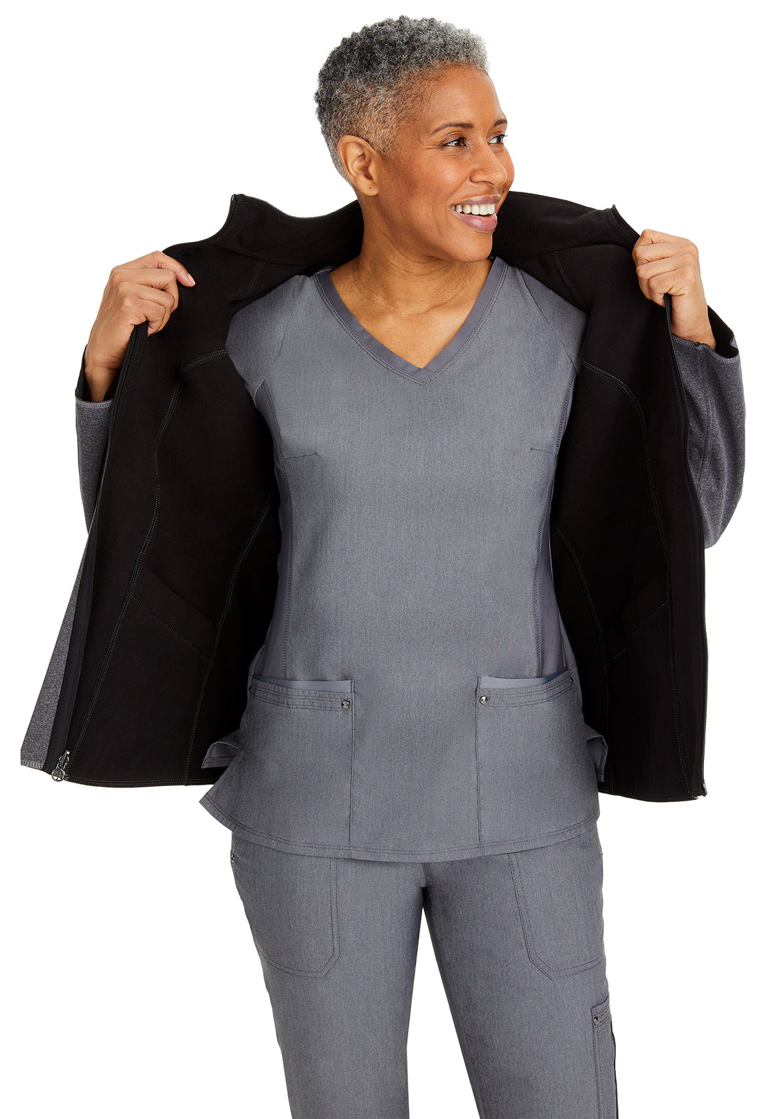 5300 - Brooklyn Jacket in Heather Grey Black - Healing Hands