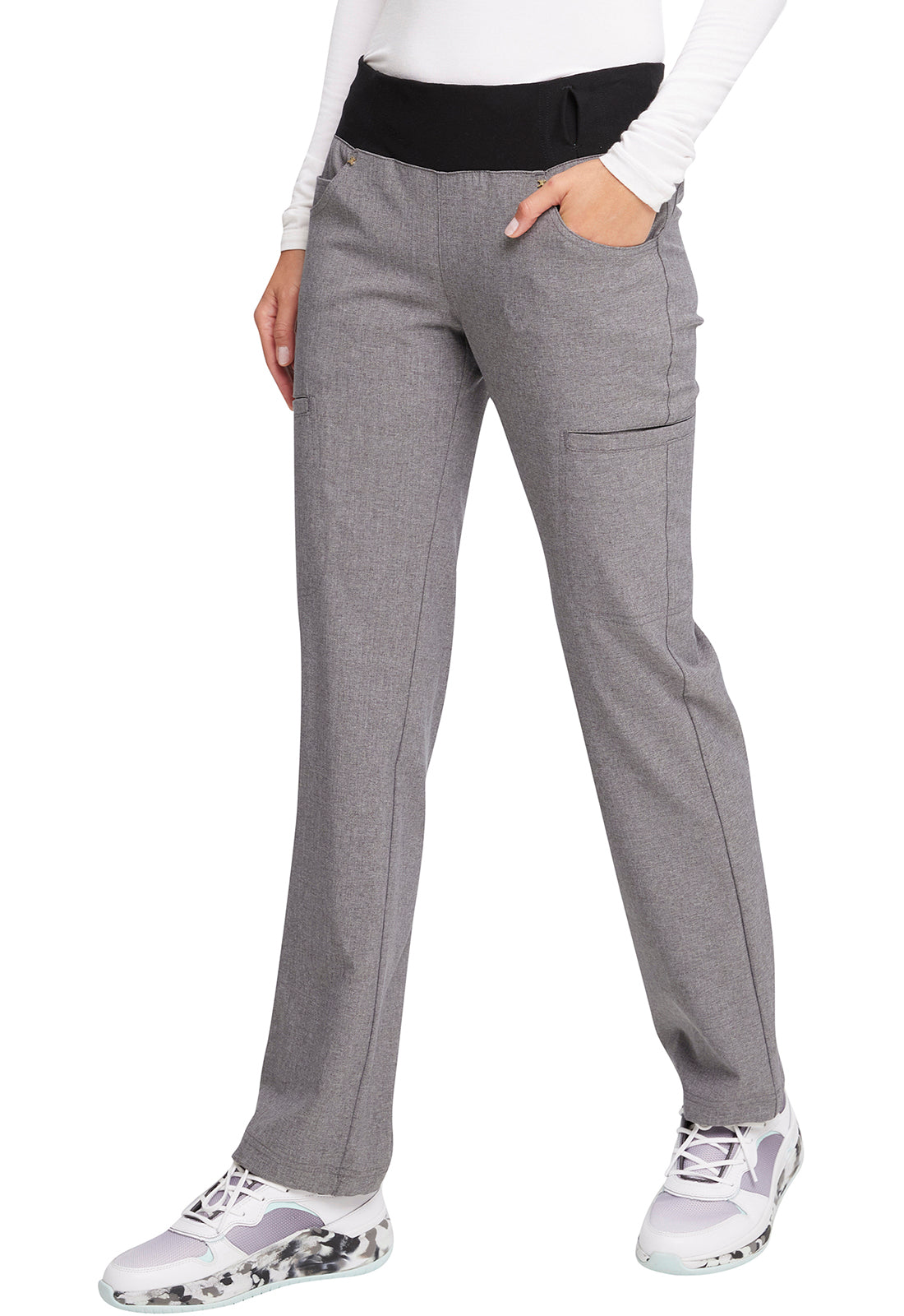 CK002Petitie - Mid Rise Straight Leg Pull-on Pant - Cherokee iFlex