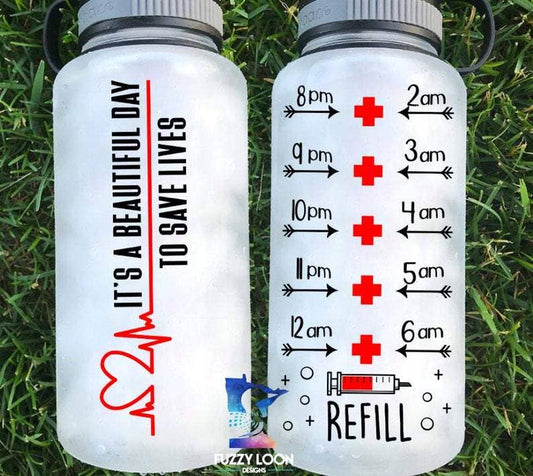 Beautiful Day to Save Lives Nurse Water Bottle | 34 oz