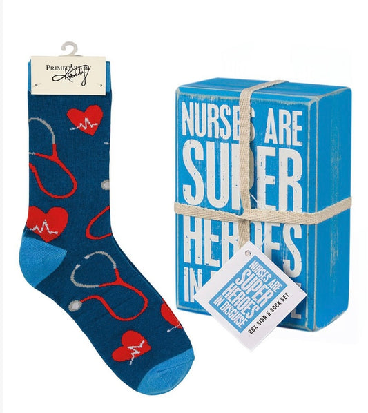 Blue Nurse Box and Sock Gift Set